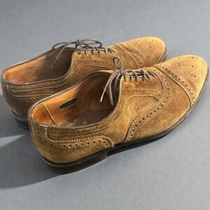 Mens Allen Edmonds Strand Suede Cap Toe Oxfords Brown Size 9.5